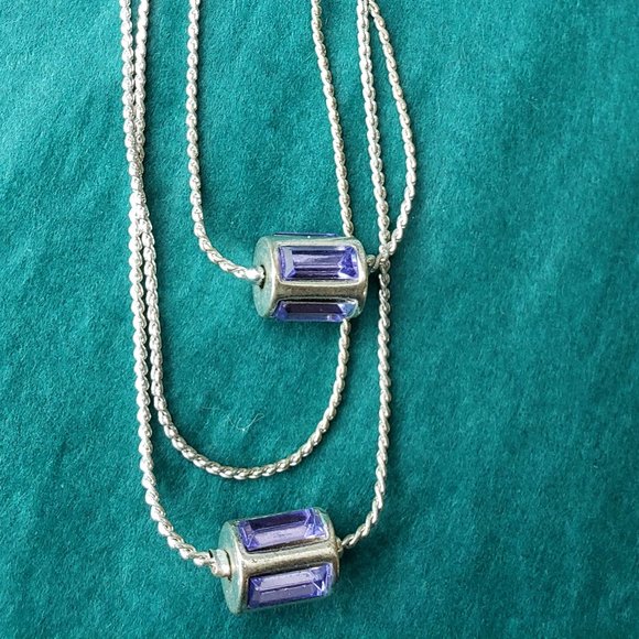 2/10$ Coldwater Creek missing one stone silver tone and purple necklace - Picture 2 of 7
